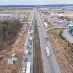 Viaduko statybos A1 kelyje prie Giraitės