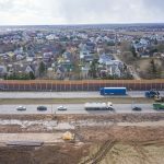 Viaduko statybos A1 kelyje prie Giraitės