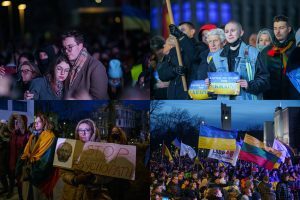 Ukrainos palaikymo akcija Vienybės aikštėje