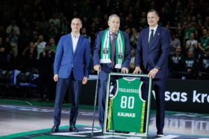 „Žalgirio“ arenoje pagerbtas M. Paulauskas / E. Ovčarenko / BNS nuotr.