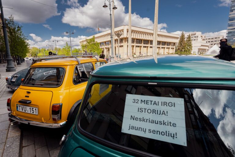 Protestas prieš siūlymą ilginti istorinių automobilių amžių / S. Lisausko, BNS nuotr.