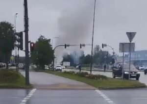Netoli Muravos sankryžos dega sunkvežimis / Stop kadras